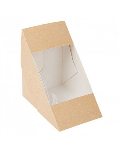 Boîte en carton avec fenêtre pour 3 sandwich triangle  - par 500 unités