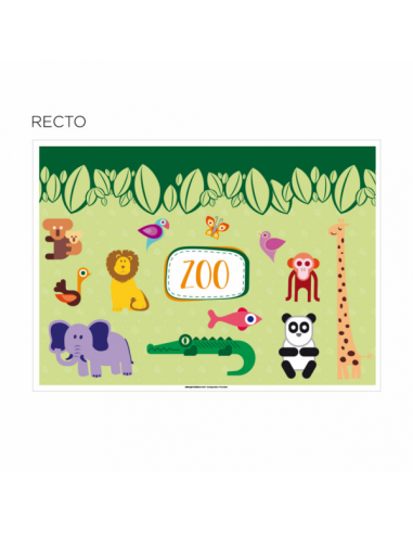 Set de table à colorier theme zoo
