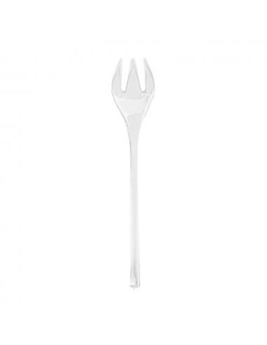 Mini fourchettes réutilisables transparentes en PS de 10 cm - Lot de 4000
