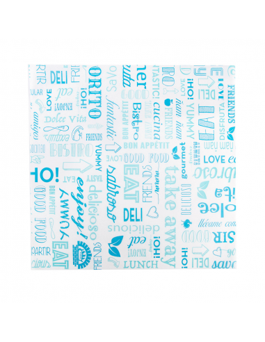 1000 Papier emballage ingraissable Parole Bleu - 31x31 cm
