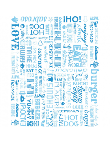 1000 Papier emballage ingraissable Parole Bleu - 28x34 cm