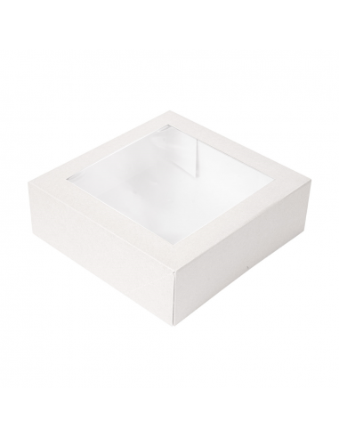 Lot de 200 Boîte Pâtisserie Blanc - Avec fenêtre - 23x23x7,5 cm