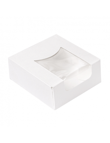 Lot de 400 Boîte sushi Blanc - Avec fenêtre - 10x10x4 cm