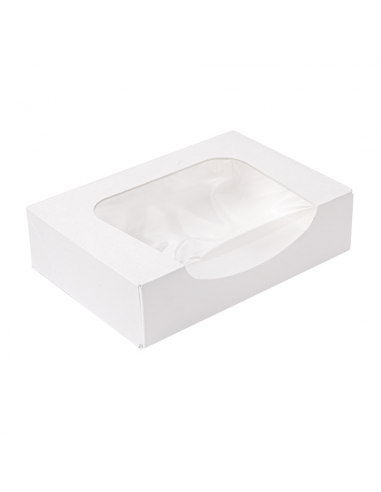 Lot de 400 Boîte sushi Blanc - Avec fenêtre - 17,5x12x4,5 cm
