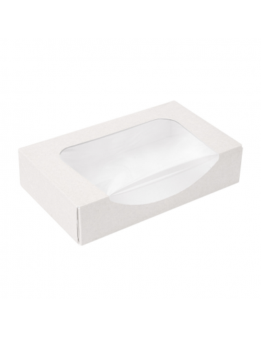 Lot de 400 Boîte sushi Blanc - Avec fenêtre - 19,7x12x4,5 cm