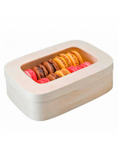 Boîte en bois pour 10/12 macarons - par 40 unités - dimensions 18x12,8x5 cm